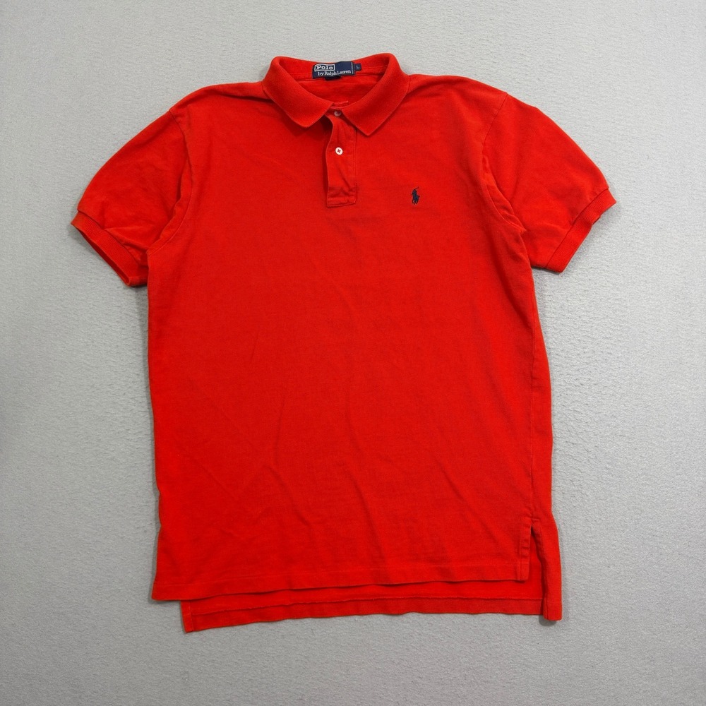 Polo Ralph Lauren Shirt Large Orange Short Sleeve Classic Fit Pony Logo Pique